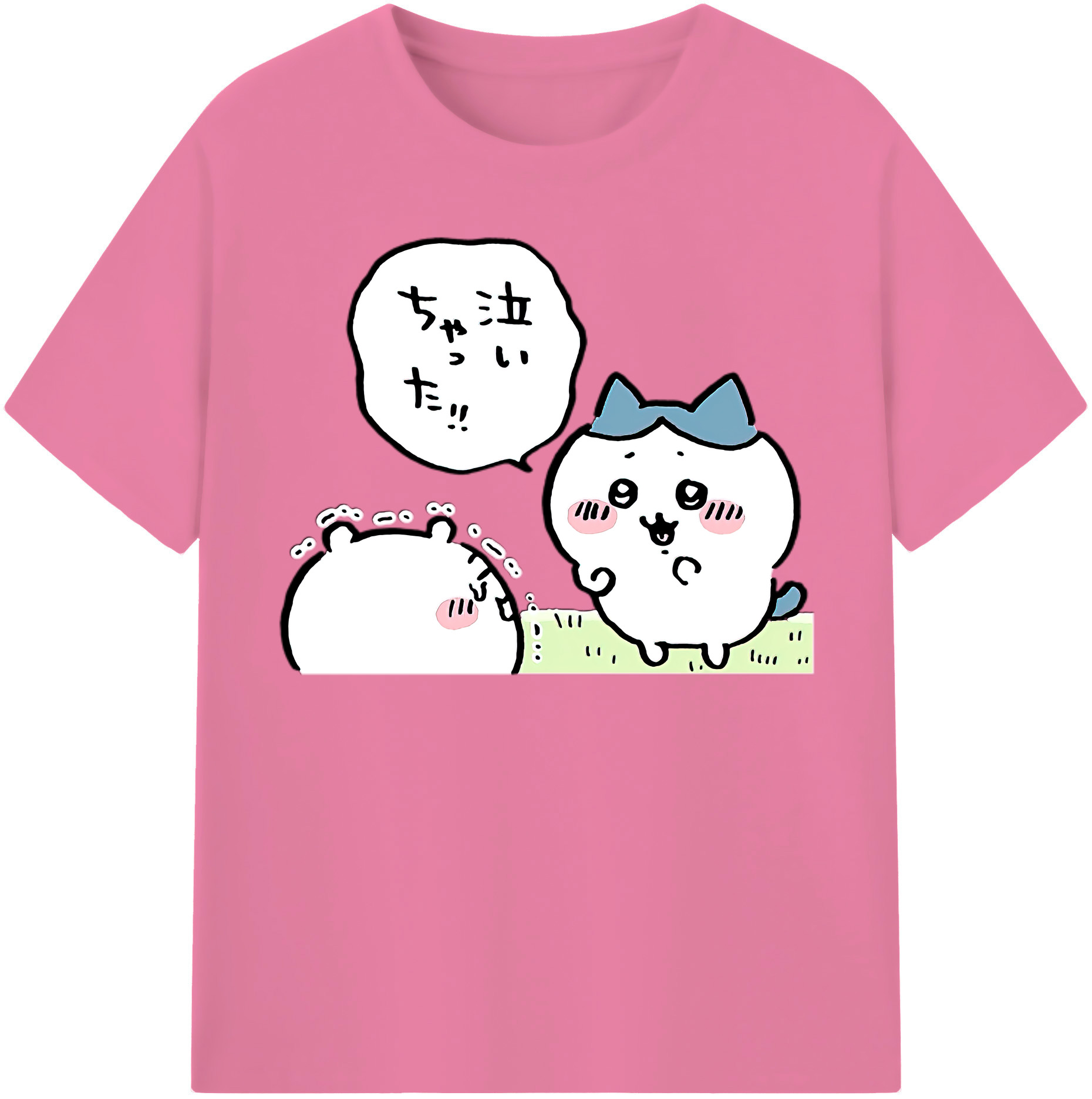 （画像用） ちいかわ ハチワレ Chii-kawa hachiware 綿100％半袖Tシャツ（フロントプリント）